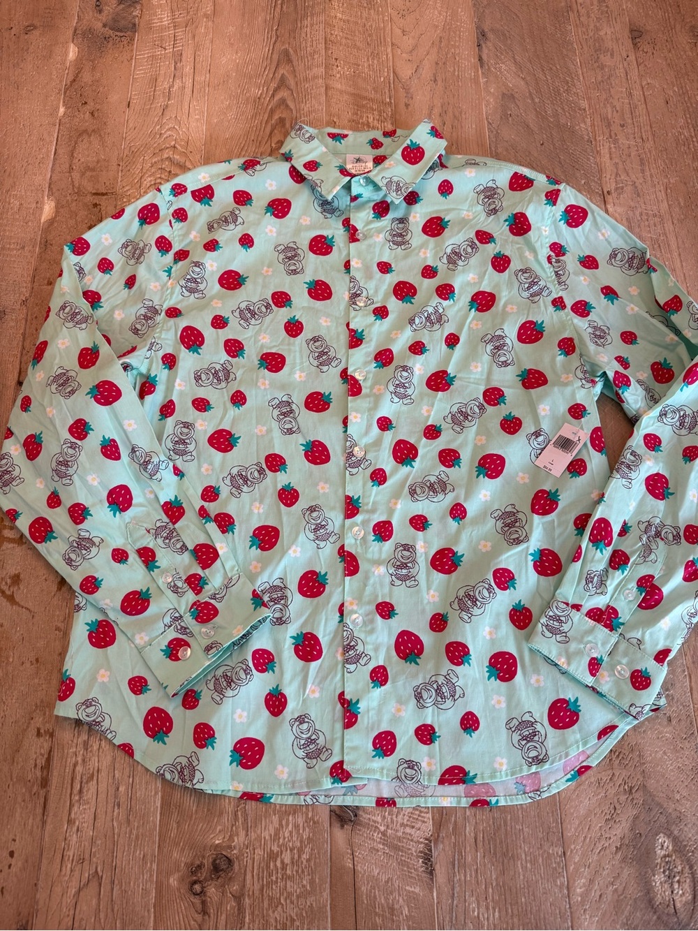 Disney Pixar Lotso Mint Green Button-Down Shirt L NWT